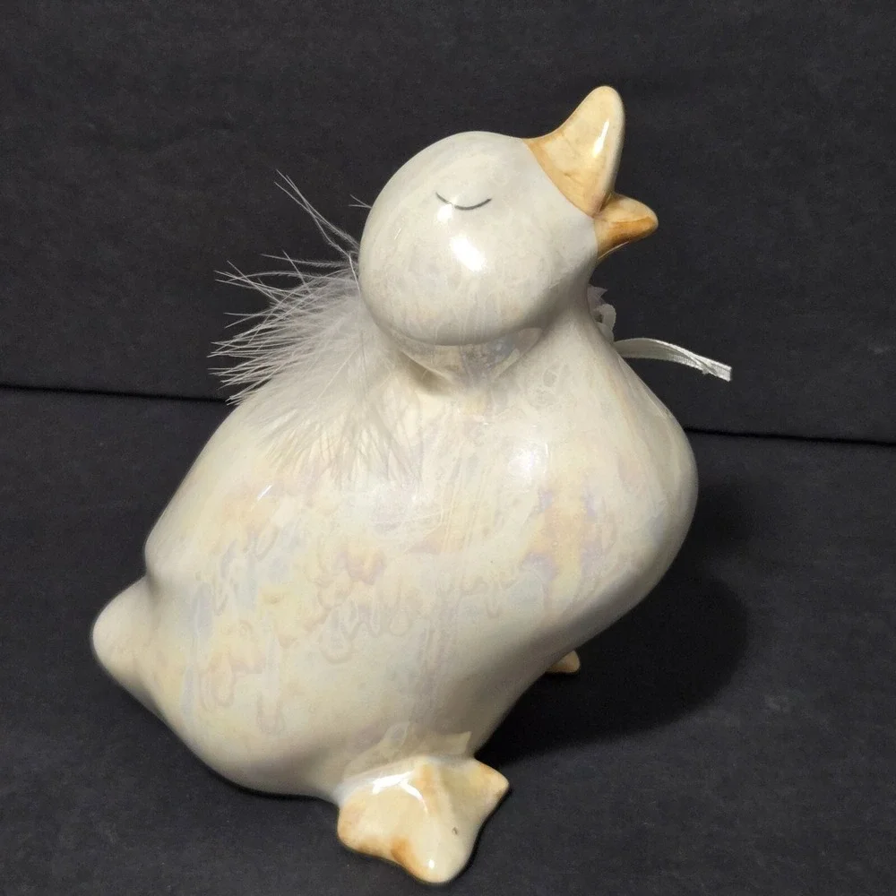 Vintage Enesco Duck Goose Cottagecore Easter Figurine Ceramic Kitchen Decor 1984